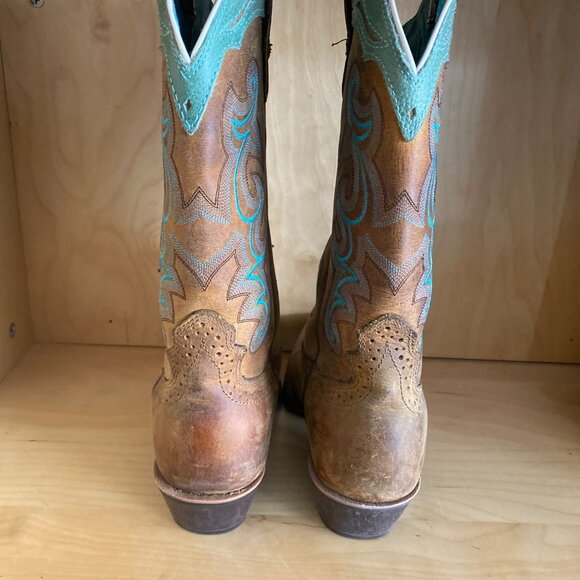 Justin Women’s “Sevana” Western Boots SVL7311 Tan & Turquoise – Size 9.5B VGUC - Picture 6 of 13
